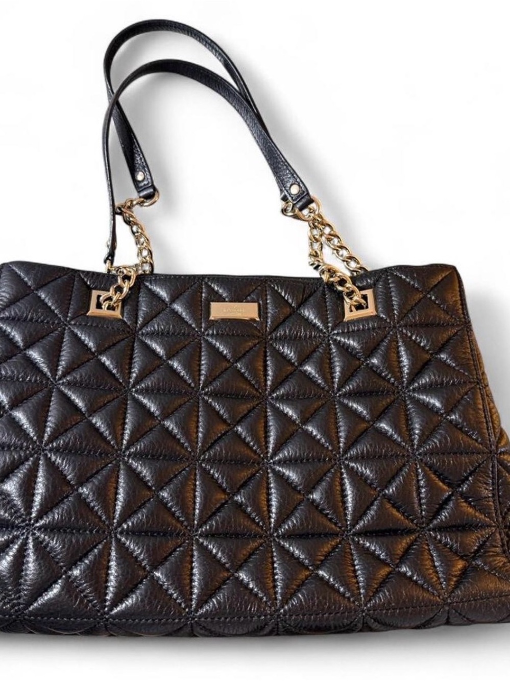 kate spade Black Quilted Shoulder Bag with Gold Chain Handles